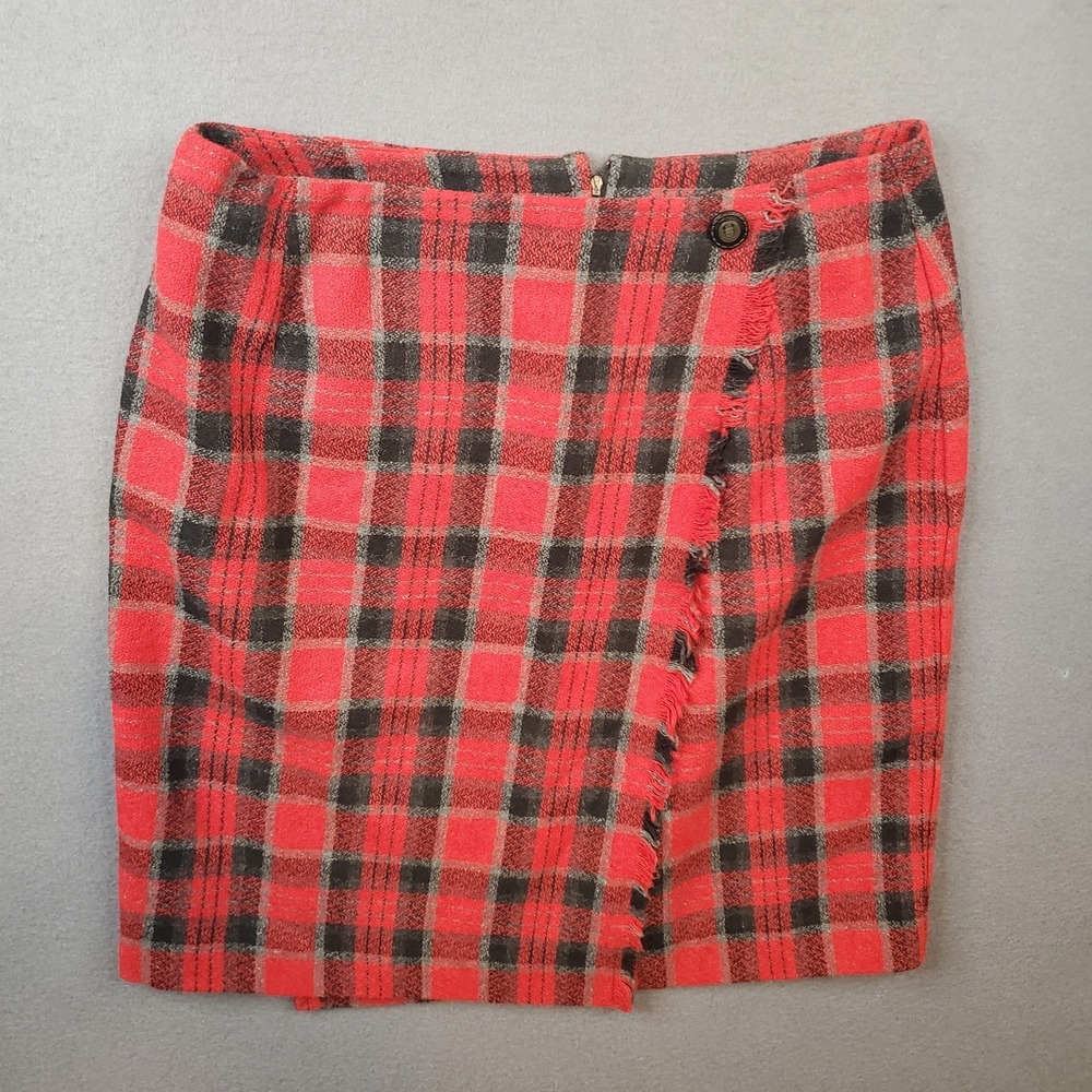 Easy Pieces‎ VTG Red Black Wool Blend Plaid Shirt Womems 12 Union Made Academia